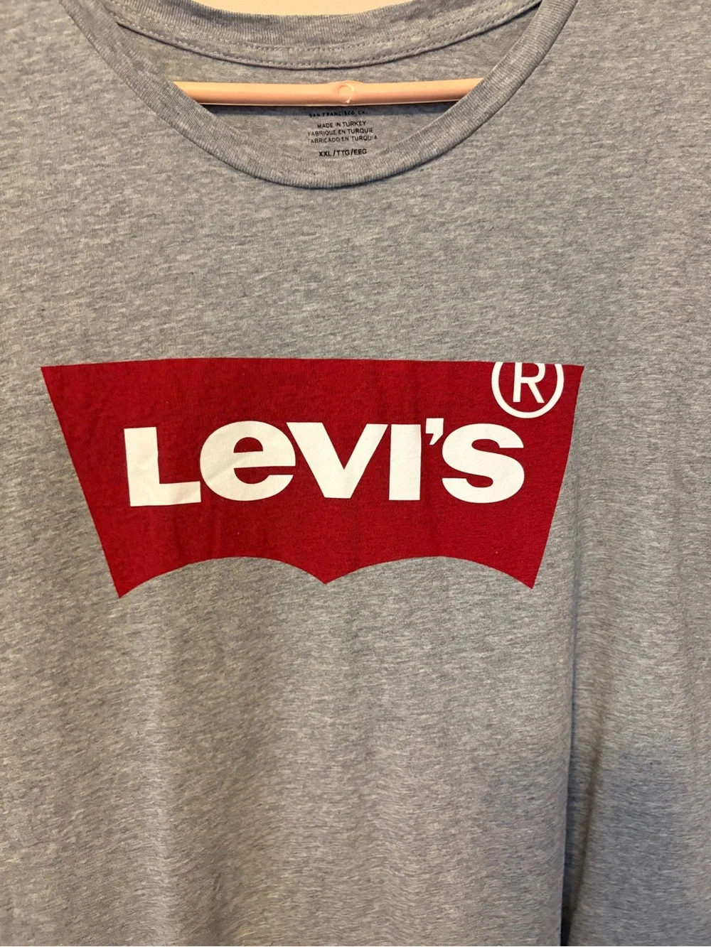 Levi's Gray Tee with Bold Red Logo